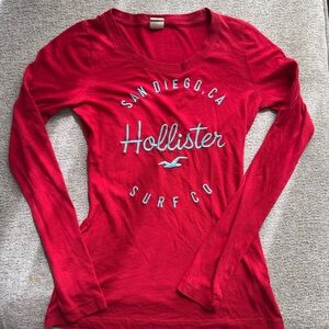 Hollister Y2K  Women’s Long Sleeve Red Logo Tee